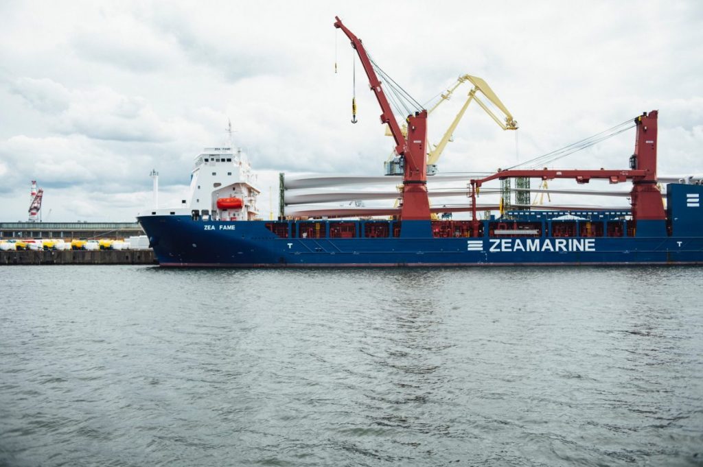 blue and red Zeamarine ship during daytime