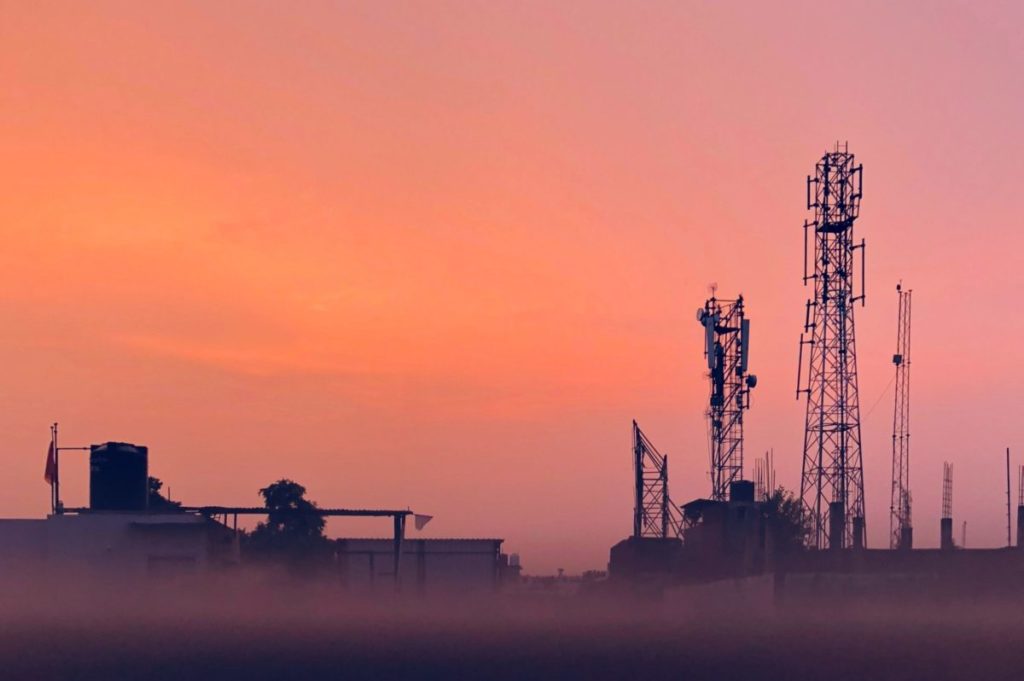 silhouette of towers