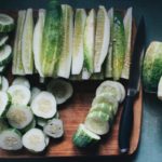 cucumbers beside silver knife