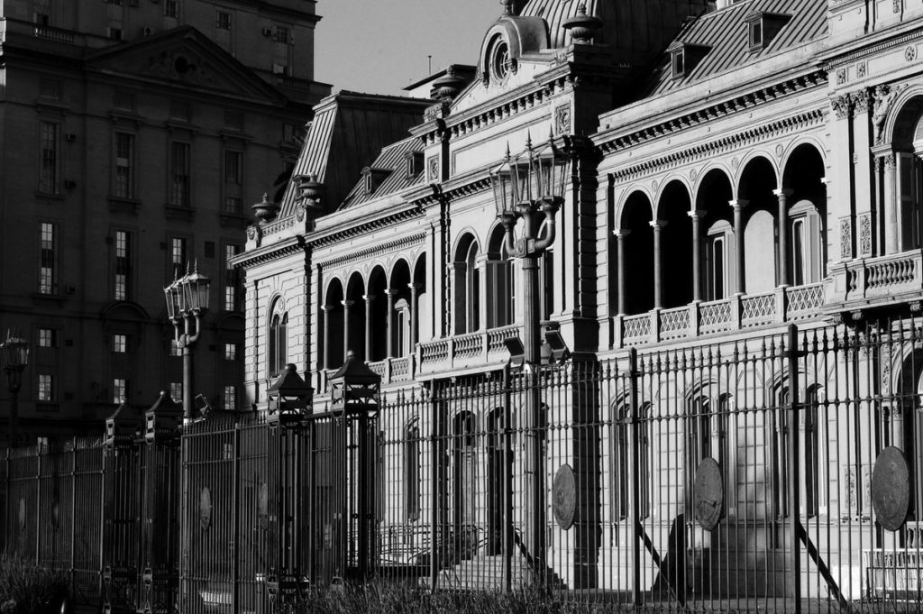 grayscale photo of concrete building